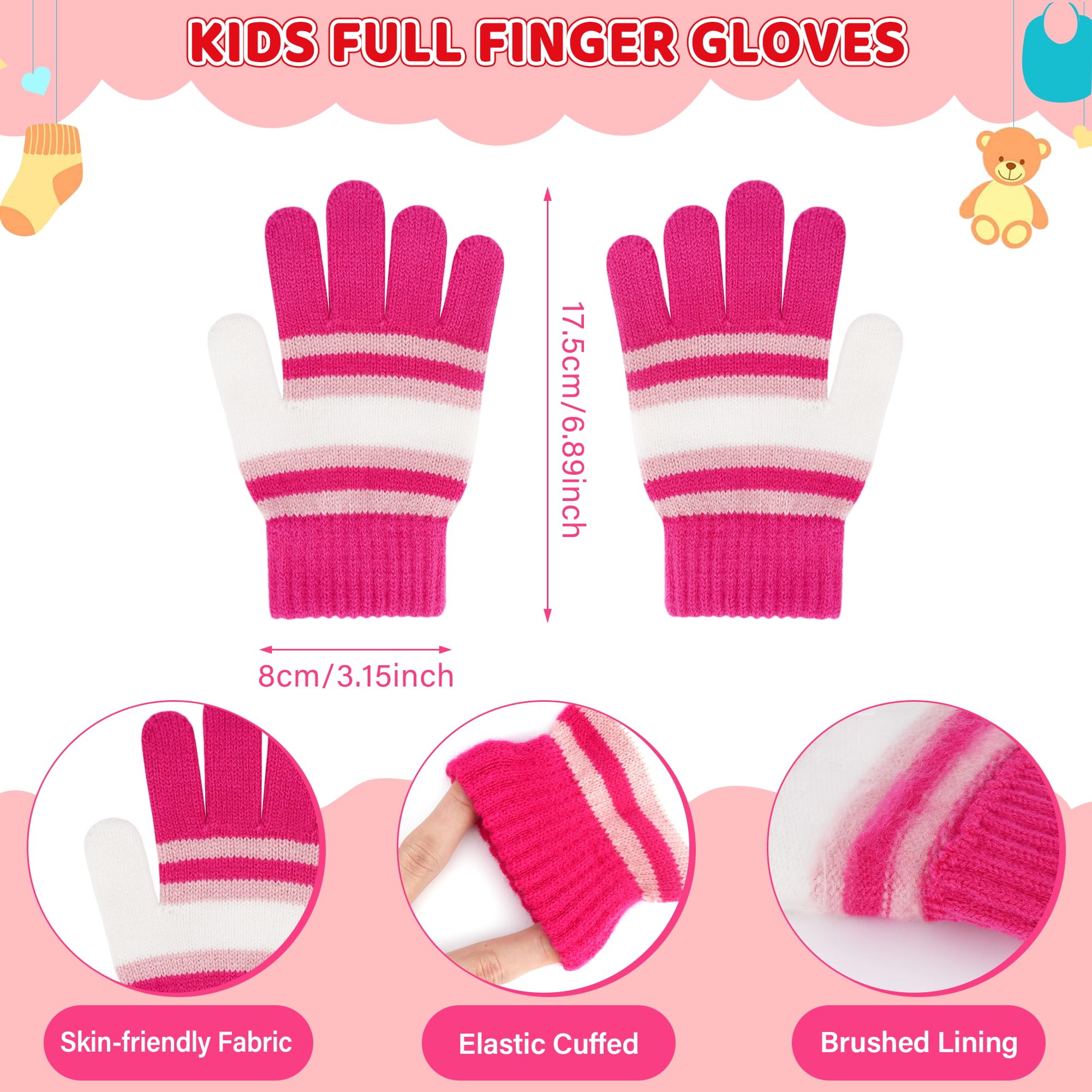 Bequemer Laden Ensemble Bonnet Gants Écharpe Infinity pour Enfants - Bonnet Chaud Écharpe Col Roulé avec Fleece Épais pour Garçons Filles 2-7 Ans Cadeau Bébé