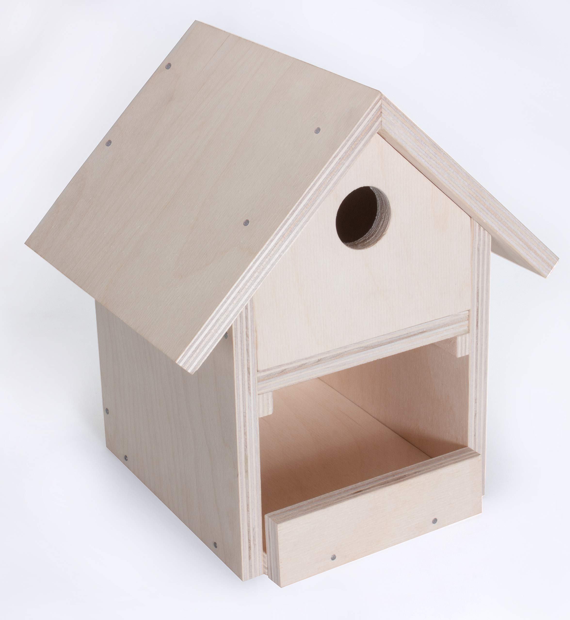 Pebaro 466 Holzbauset Bastelset Vogelhaus inkl. 9 unbehandelten Birkenholzplatten, Löcher vorgebohrt, Hammer und Nägeln, Geschenkidee für Hobby, kleine Handwerker und Kinder, Basteln mit Holz