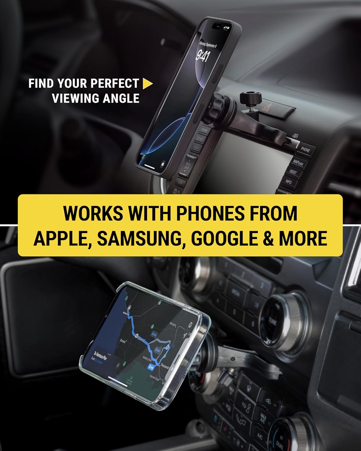Scosche SMS1CD MagSafe CD Slot Phone Mount, Adjustable Magnetic Cell Phone Holder for Car CD Player, Compatible with iPhone 16 15 14 13 12 Pro Max Mini Plus, Mag Safe Case & More with MagSafe Ring