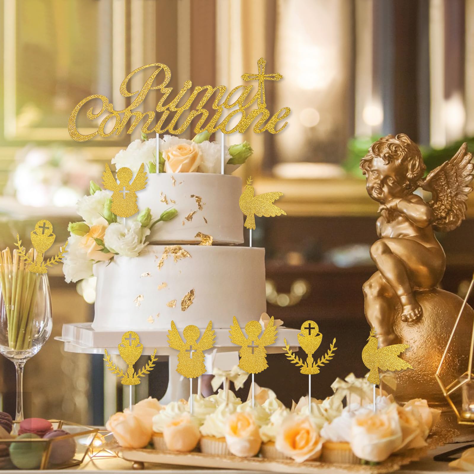 Toppers De Madera Para Tarta De Bautizo - Pack De 5 Piezas, Decoración Reutilizable Para Comunión Y Celebraciones