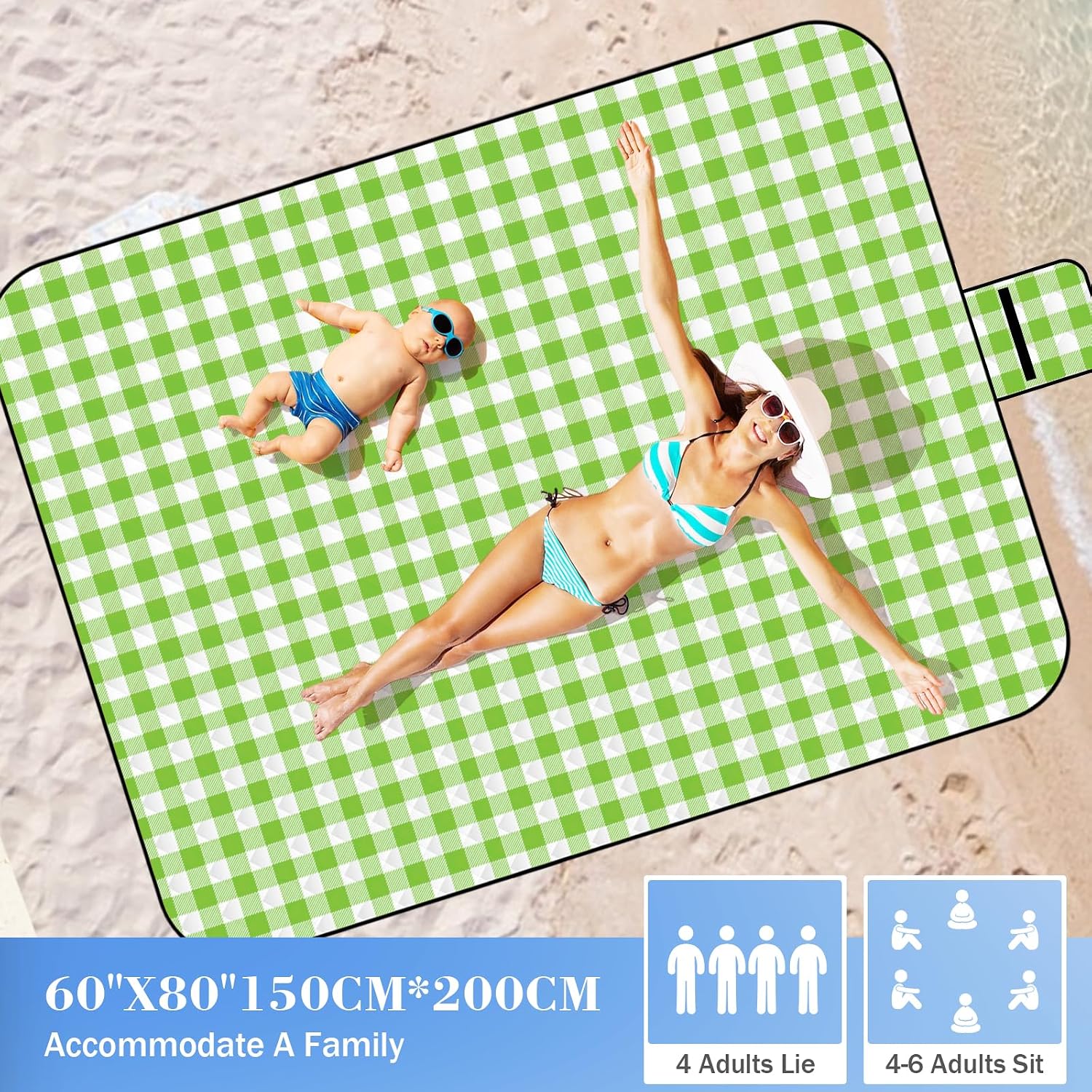 Wapodeai Camping Picnic Blanket, 60''x 80'' Waterproof Outdoor Blanket image 5