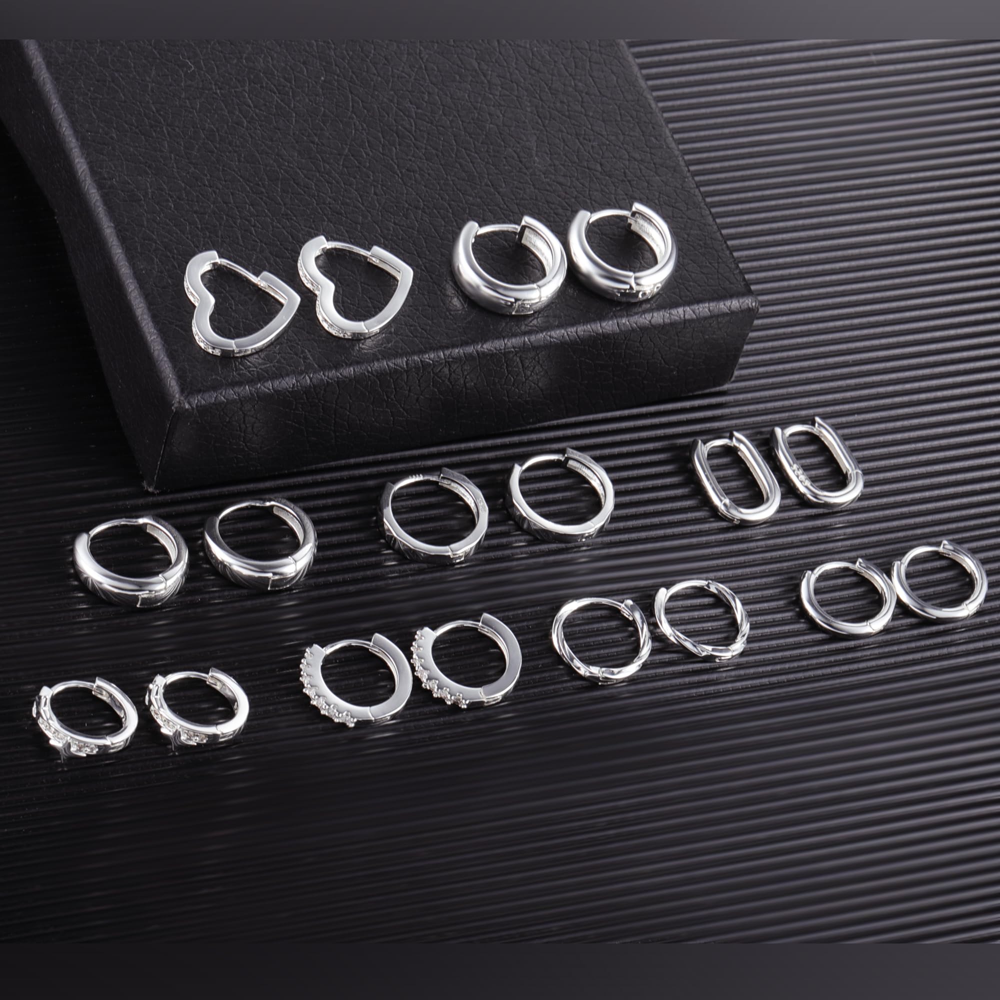 ALEXCRAFT Piccoli Orecchini a Cerchio, Orecchini Per Polsini Auricolari Da Donna, Orecchini a Cerchio Intrecciati Da Donna, Orecchini a Cerchio Spessi Vintage Ipoallergenici In Oro e Argento (9 Paia)