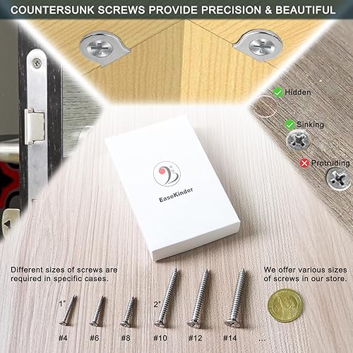 Miniatura 5 de Tornillos para madera, 60 tornillos Phillips de cabeza plana, tornillos de acero inoxidable 304 con kit de avellanado de madera ajustable (#6 x 1-34