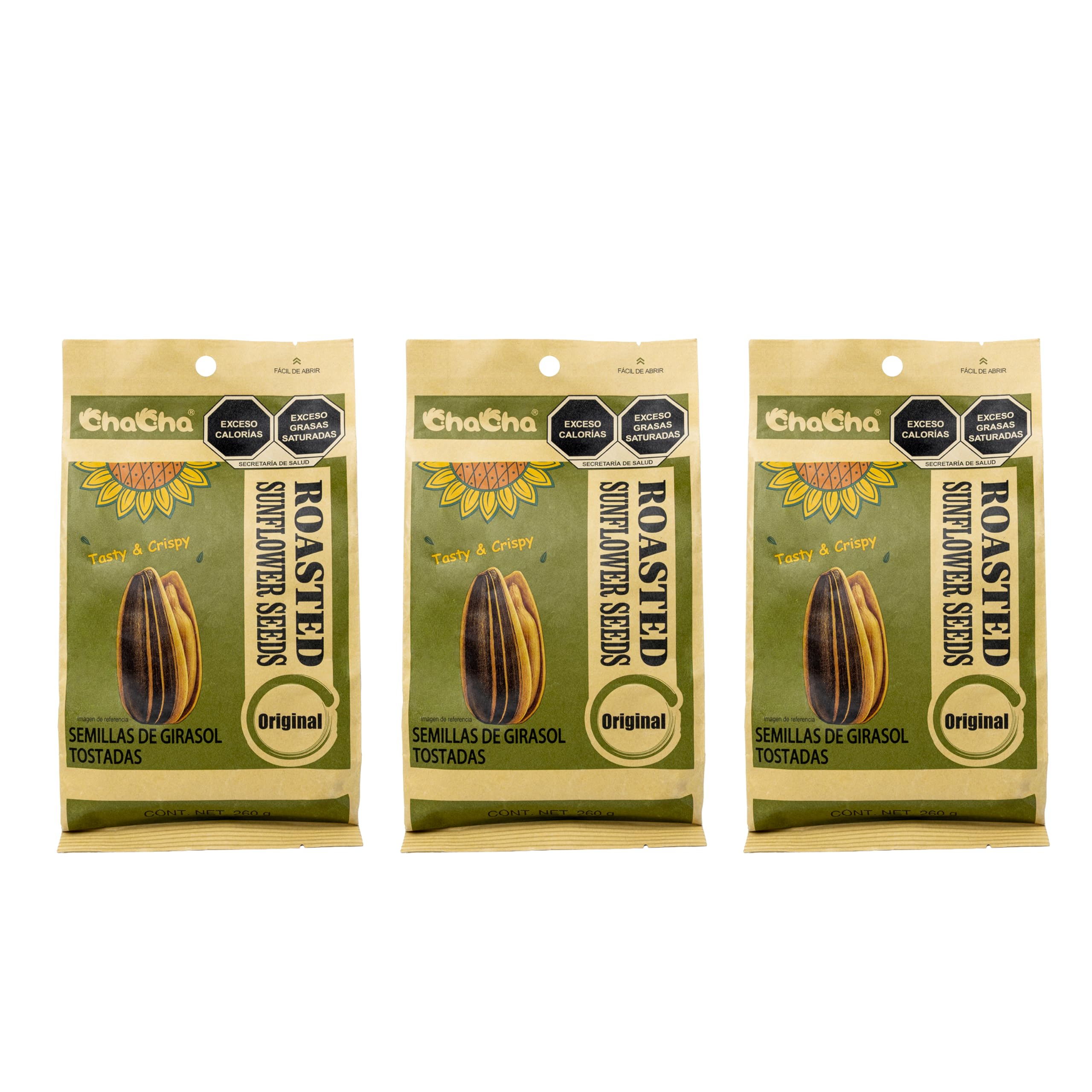 ChaCha Natural Roasted Sunflower Seeds (3 Pack, Total of 750g)