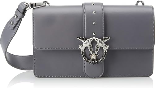 Pinko Love Simply 6 Tracolla Vitello Seta, Borsa a Spalla Donna, Grigio ( Grigio/Corvo), 7x21x28 cm (W x H x L) : Amazon.it: Scarpe e borse