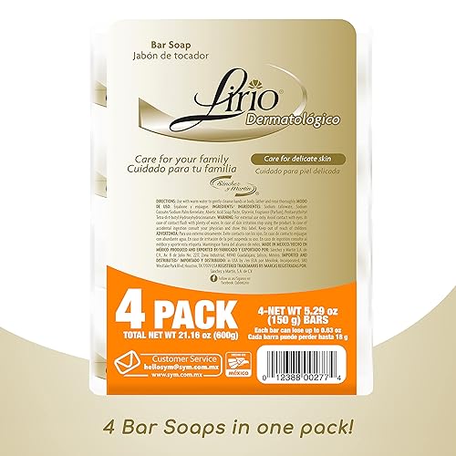 Miniatura 6 de Lirio Derma Bar Jabón Dermatológico, jabón corporal de 5.3 onzas, paquete de 4