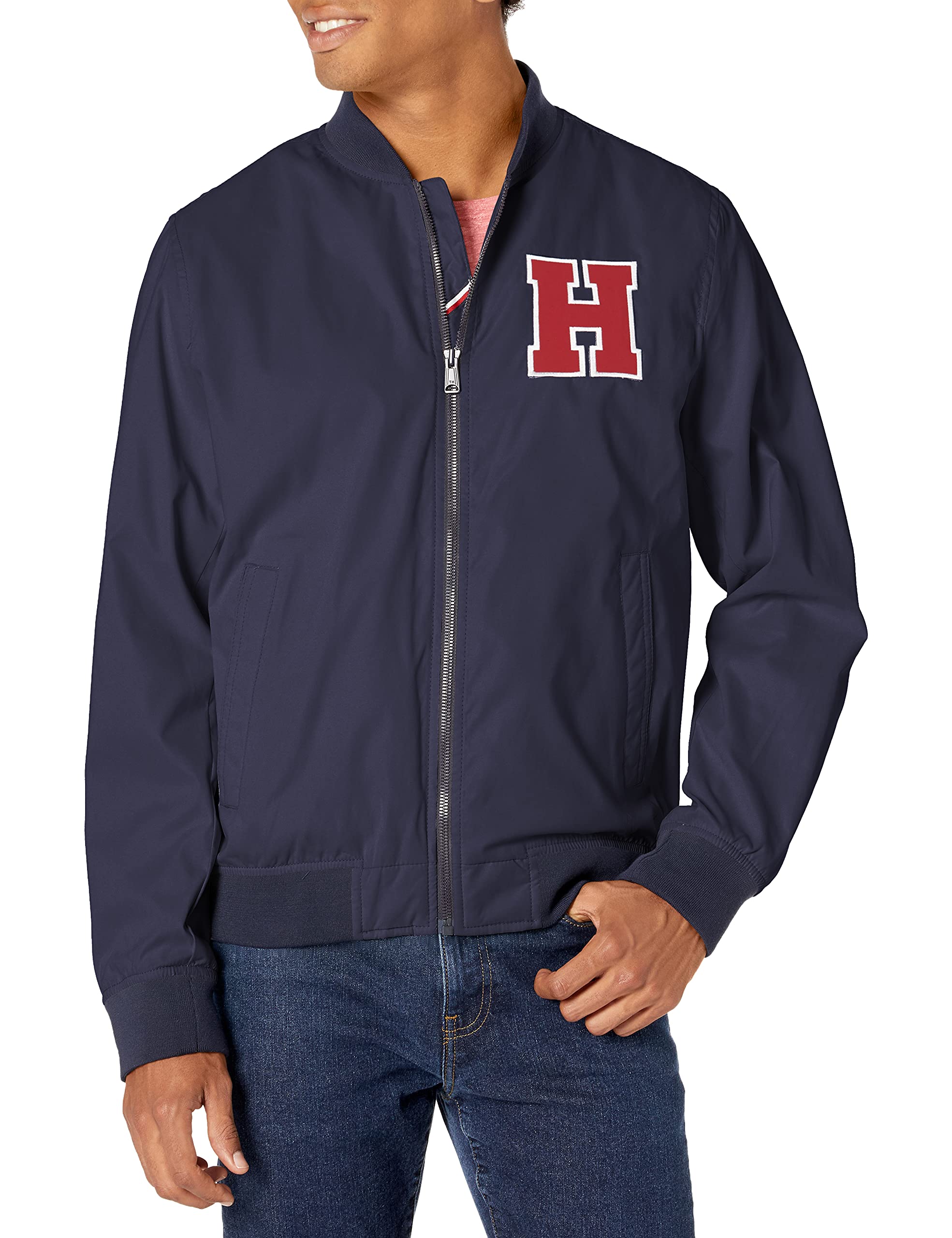 Tommy Hilfiger Men's Microtwill Retro Varsity H Bomber Jacket