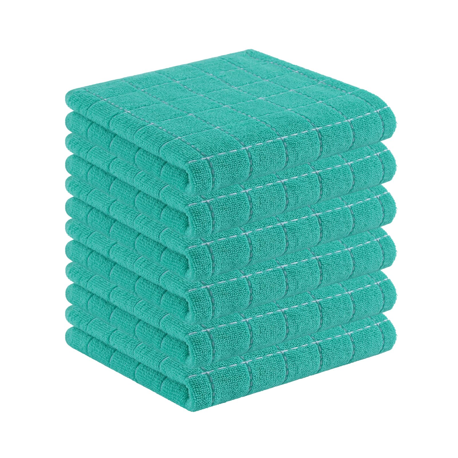 Homaxy 100% Cotton Terry Kitchen Towels, 6 Pack, Turquoise | Ultra Soft and Absorbent Dish Towels for Kitchen, Suitable for Drying and Washing Dishes