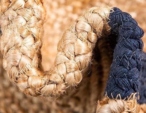 Miniatura 7 de Unique Loom Colección de yute trenzado de calidad clásica, tejida a mano con diseño costero, 4 pies x 6 pies, color naturalazul marino