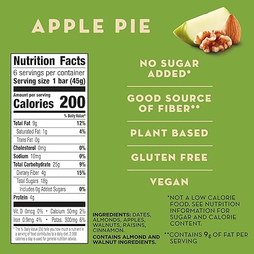 Miniatura 2 de Larabar Tarta de manzana, barras veganas de frutas y nueces sin gluten, barras de 1.6 onzas, 6 unidades