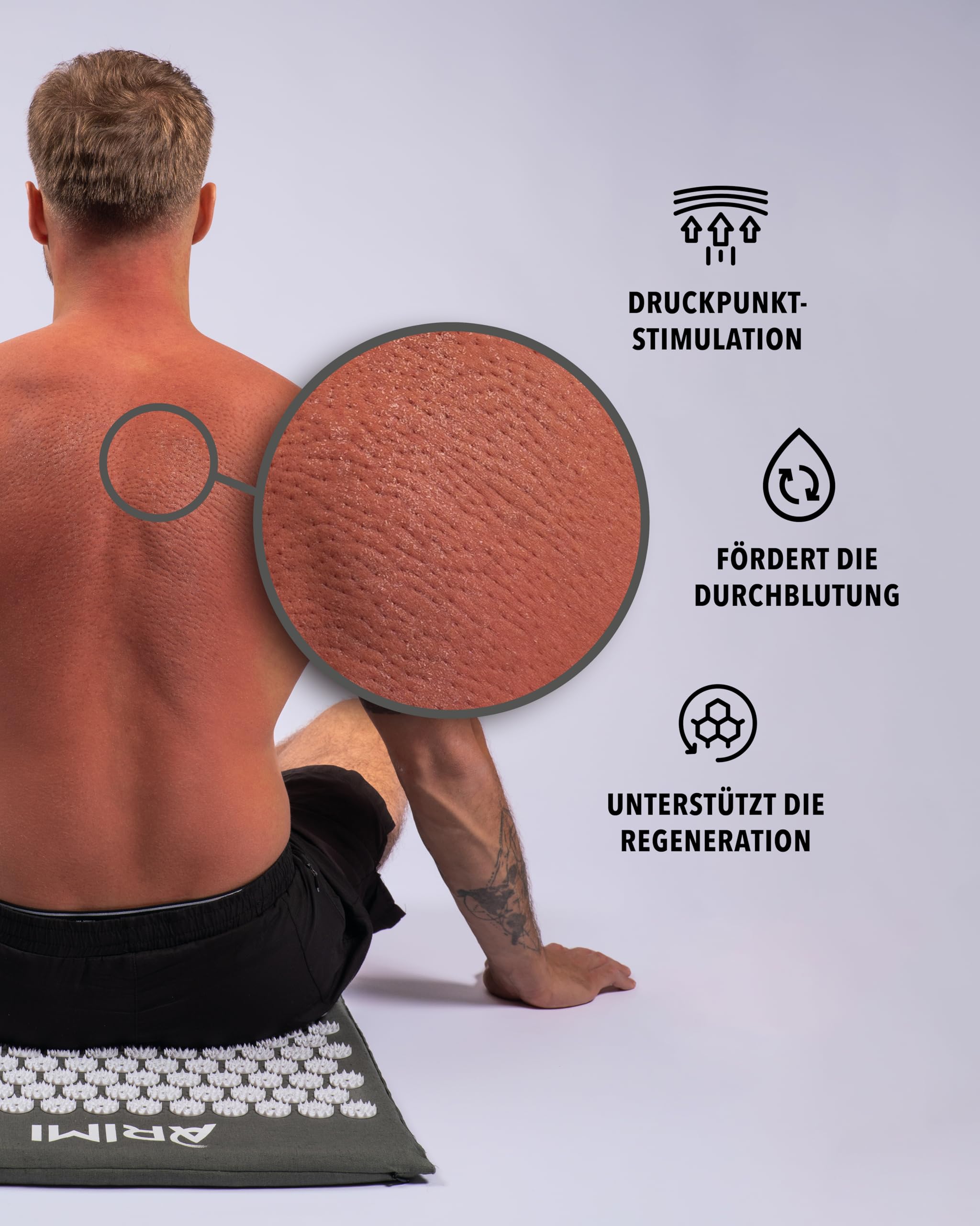 ARIMI® Akupressurmatte mit Kissen und Tasche, nachhaltig, ergonomisch – für Schmerzlinderung, Entspannung und Regeneration, ideal für Rücken und Nacken, Massagematte mit Akupressurkissen