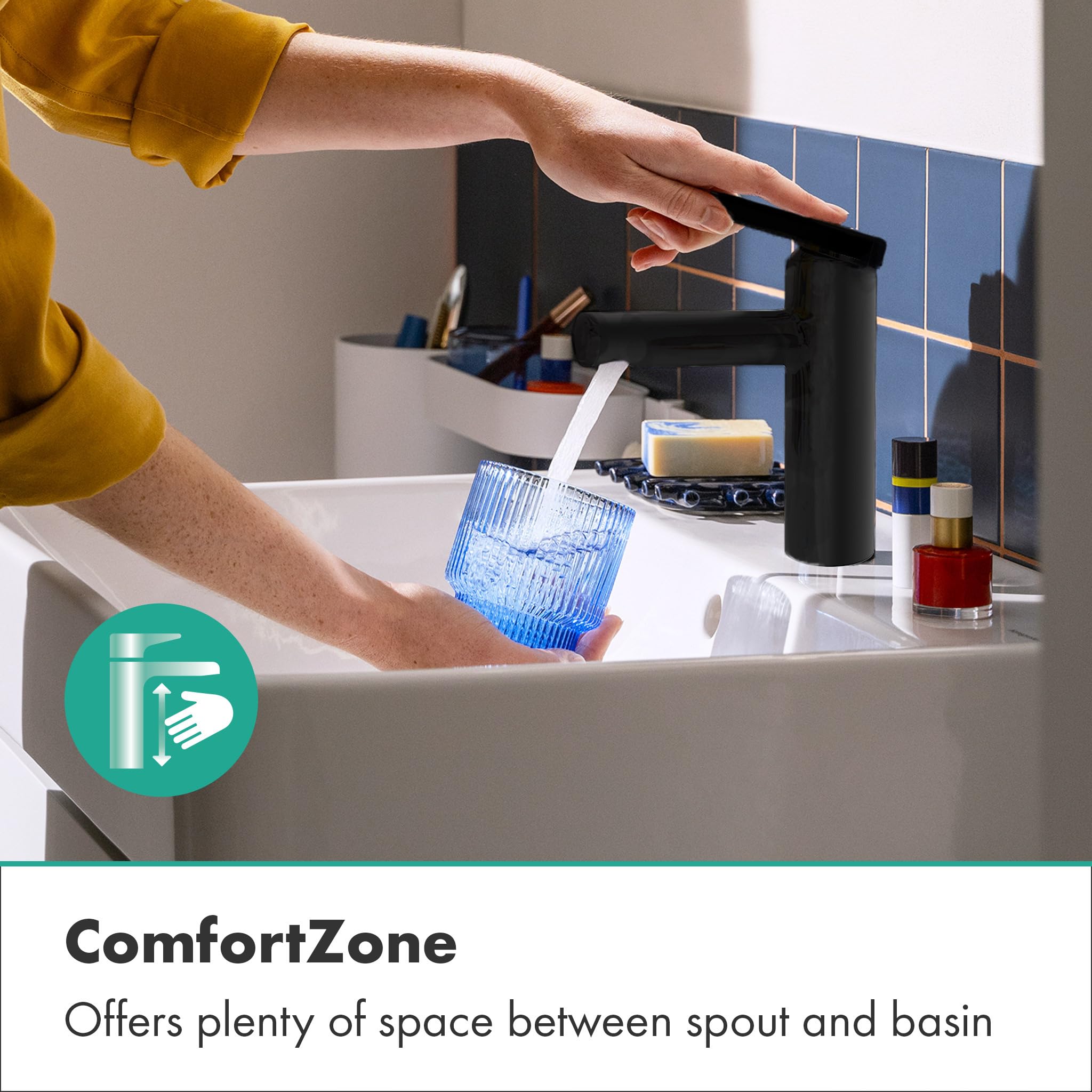 hansgrohe Zesis S, Bathroom tap with pop-up Waste Set, Energy-Saving (CoolStart), Bathroom Sink tap with spout Height 104 mm - Image 3