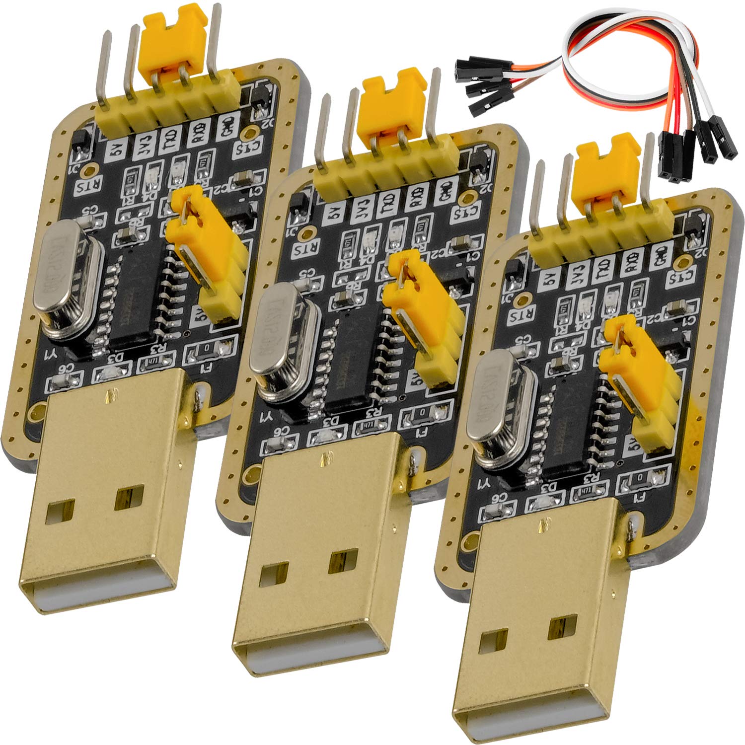 AZDelivery 3 x UART-TTL USB Adattatore con Convertitore CH340G 3.3V e 5V con Cavo Jumper compatibile con Arduino incluso un E-Book!
