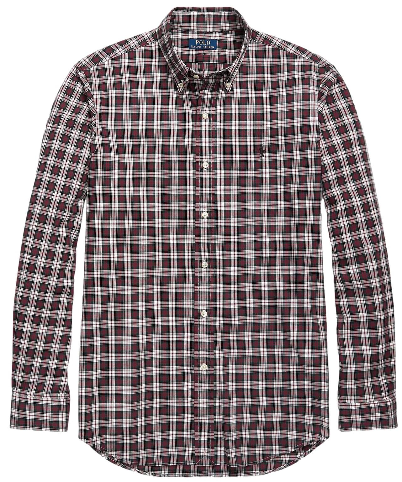 Polo Ralph Lauren Men's Long Sleeve Oxford Button Down Shirt (XXL, PlaidRedWhite)