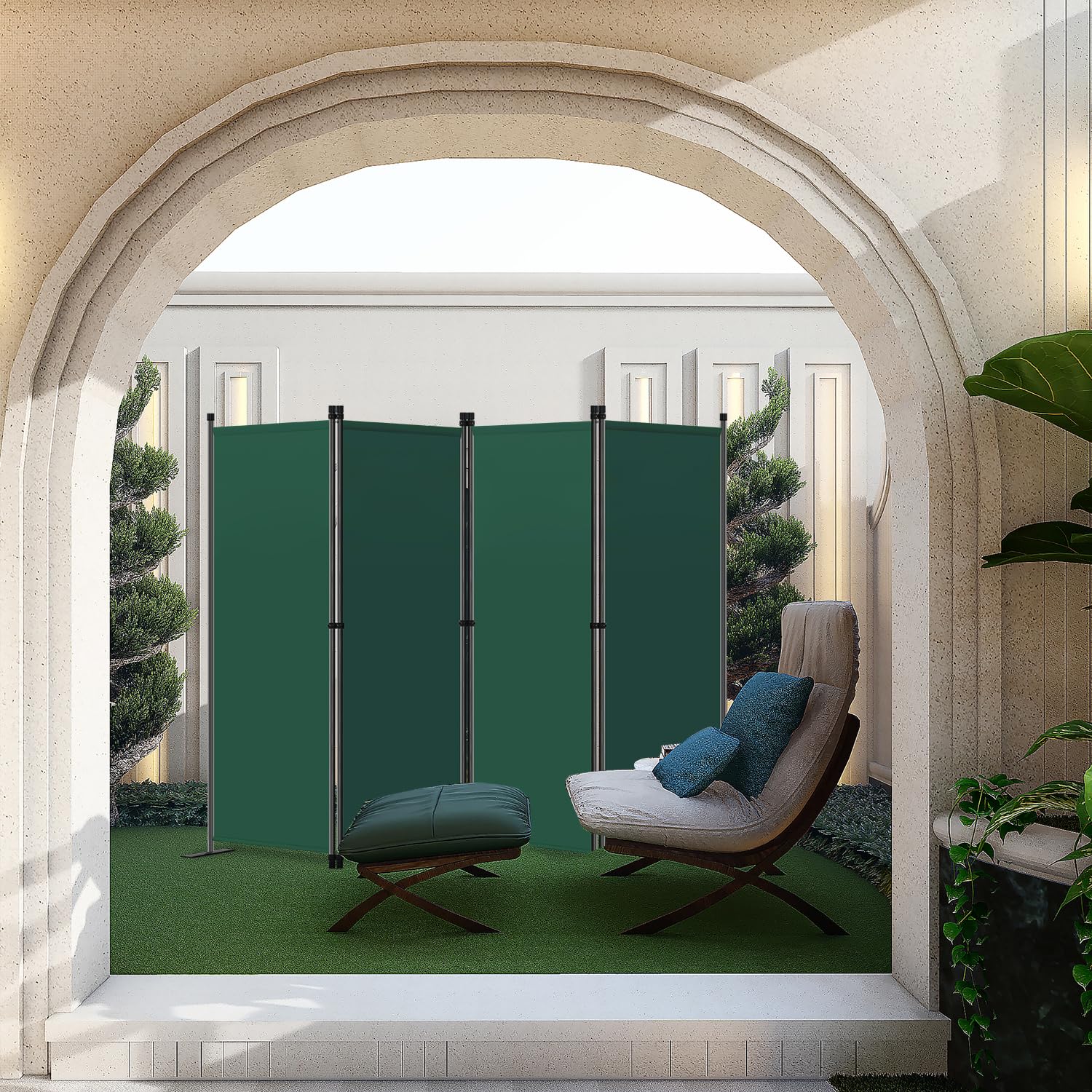 Angel Living Biombo Separador de 4 Paneles, Decoración Elegante, Separador de Ambientes Plegable, Divisor de Habitaciones, 224X165 cm (Verde)