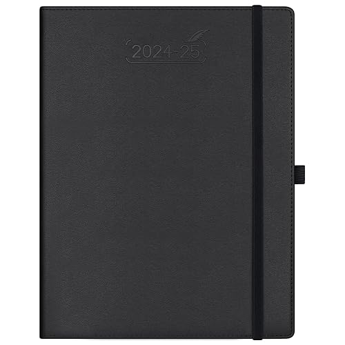 BEZEND Agenda 2024 2025 Semainier A4 Agenda Scolaire Professionnel 24 25 | 18 Mois Du juillet. 24 à déc. 25 | Couverture Rigide en Cuir PU - Noir