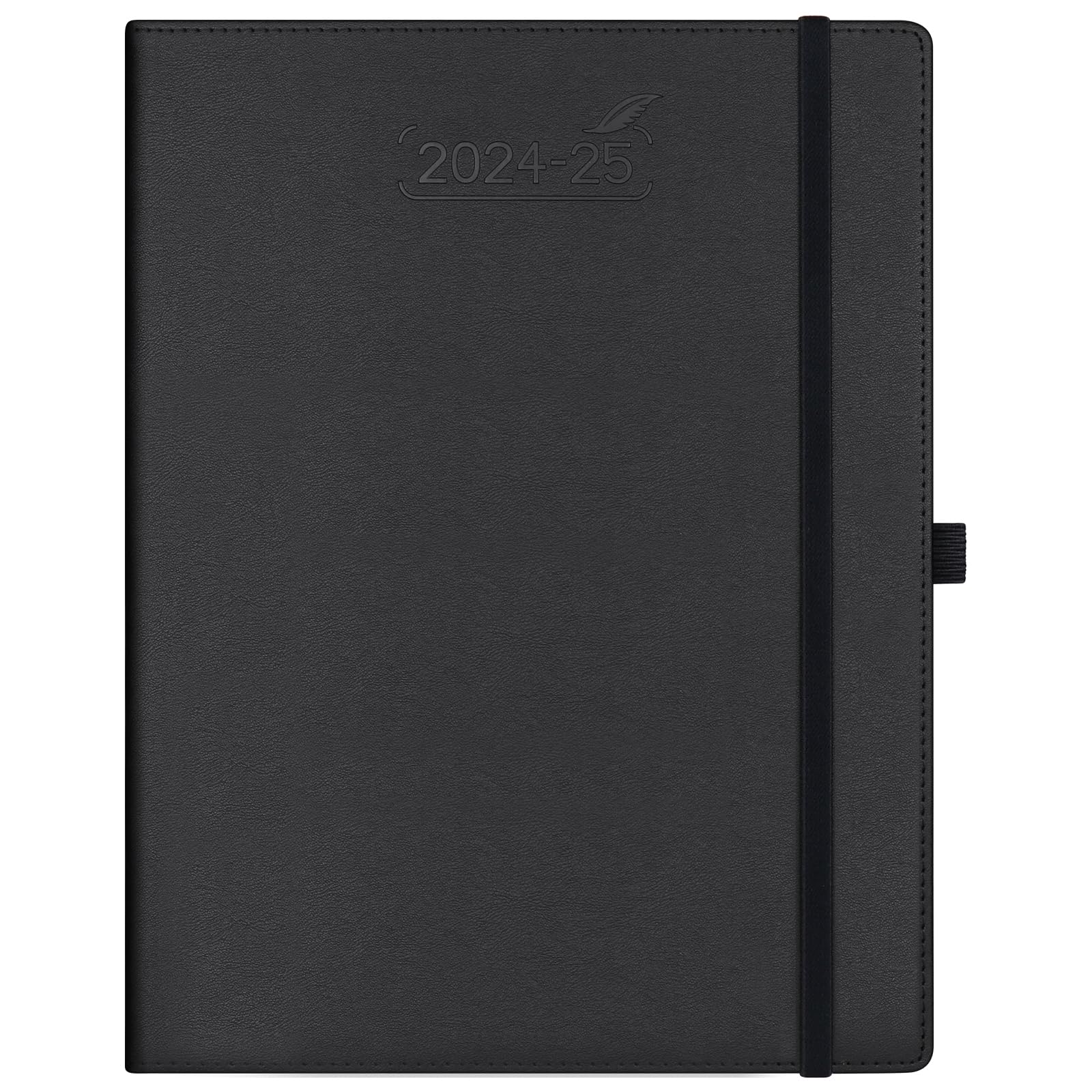 BEZEND Planner 2024 2025, 18 Months (July24-Dec25) [Black] 8.5" x 11", Academic Year Planner, Daily Weekly and Monthly Calendar with Pen Holder, Vegan Leather Hard Cover
