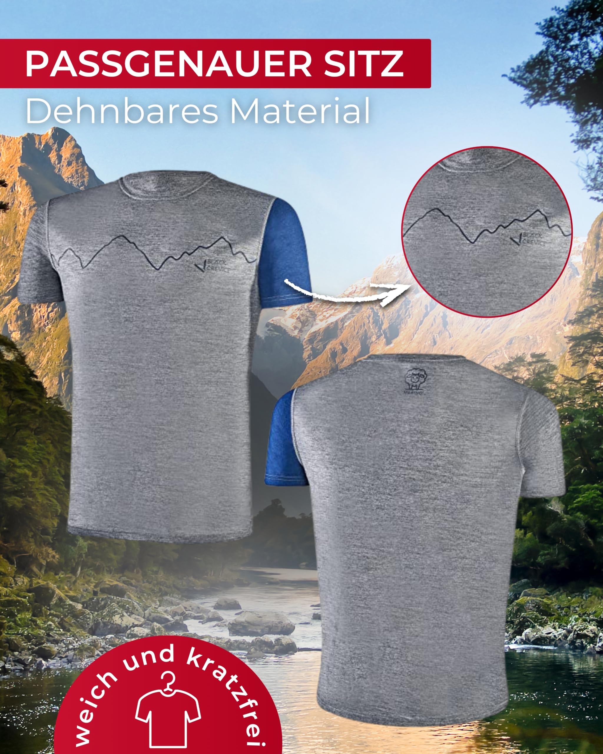 Black Crevice Herren Merino T-Shirt