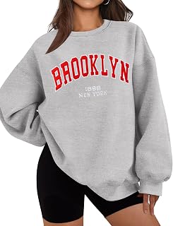 LOMON Oversized Sweatshirt for Women Crewneck Long Sleeve Casual Fleece Tops Graphic Hoodies Pullover Sweater