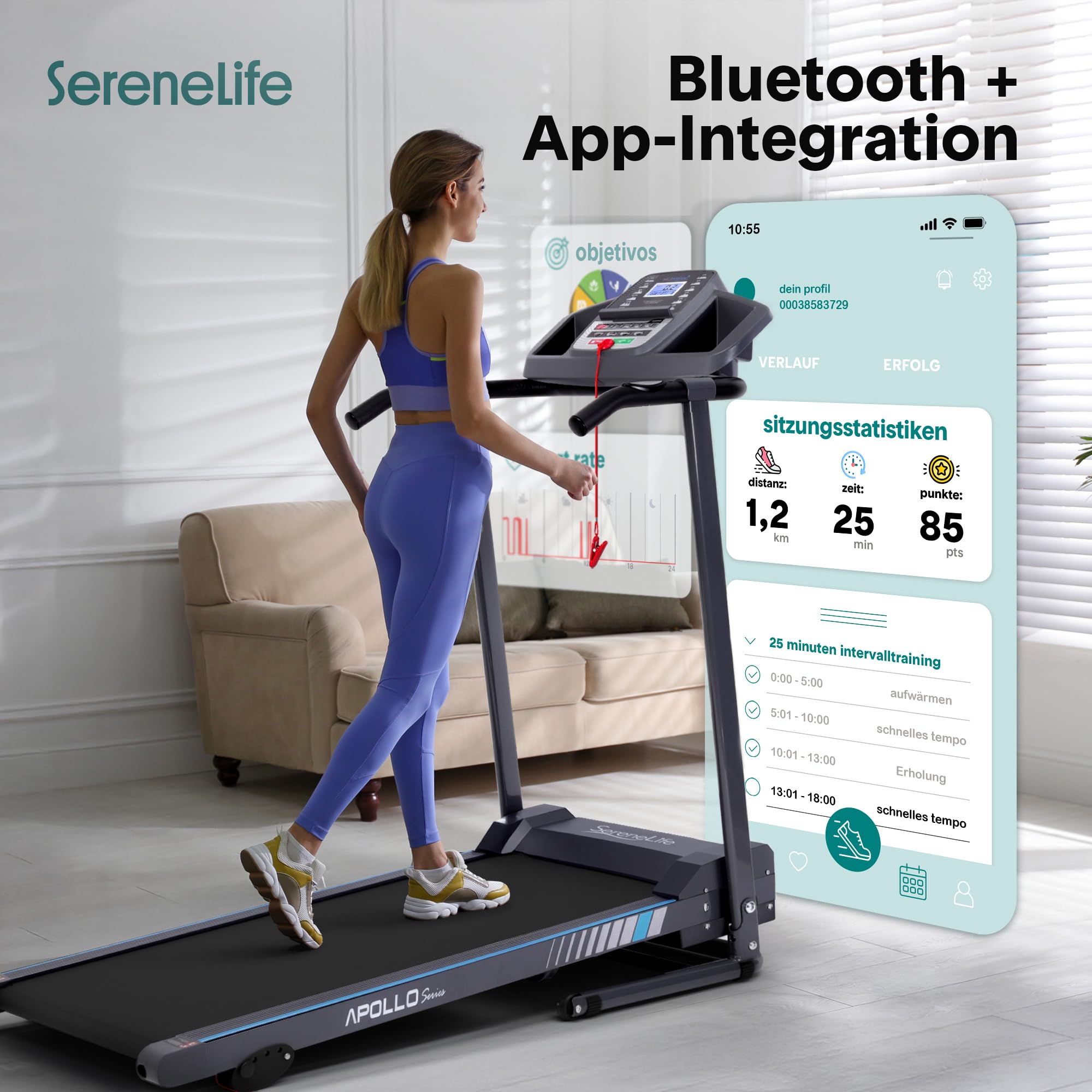 SereneLife Cinta de Correr Escritorio, Plegable, De Andar, Caminadora, Electrica, Treadmill, Compacta, Ideal para Espacios pequeños