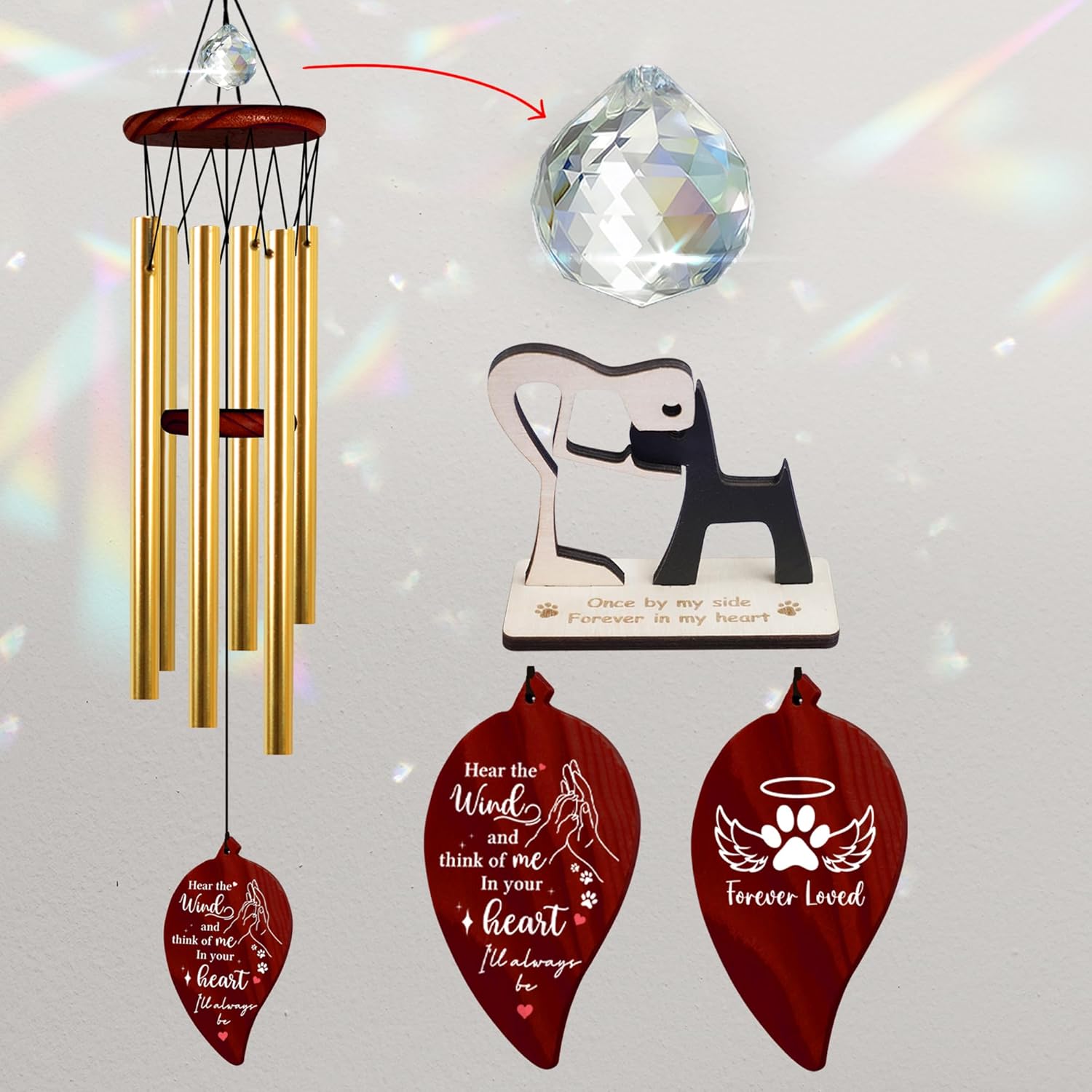 Amazon.com : Dog Memorial Wind Chimes Crystal Prism Window Hanging ...