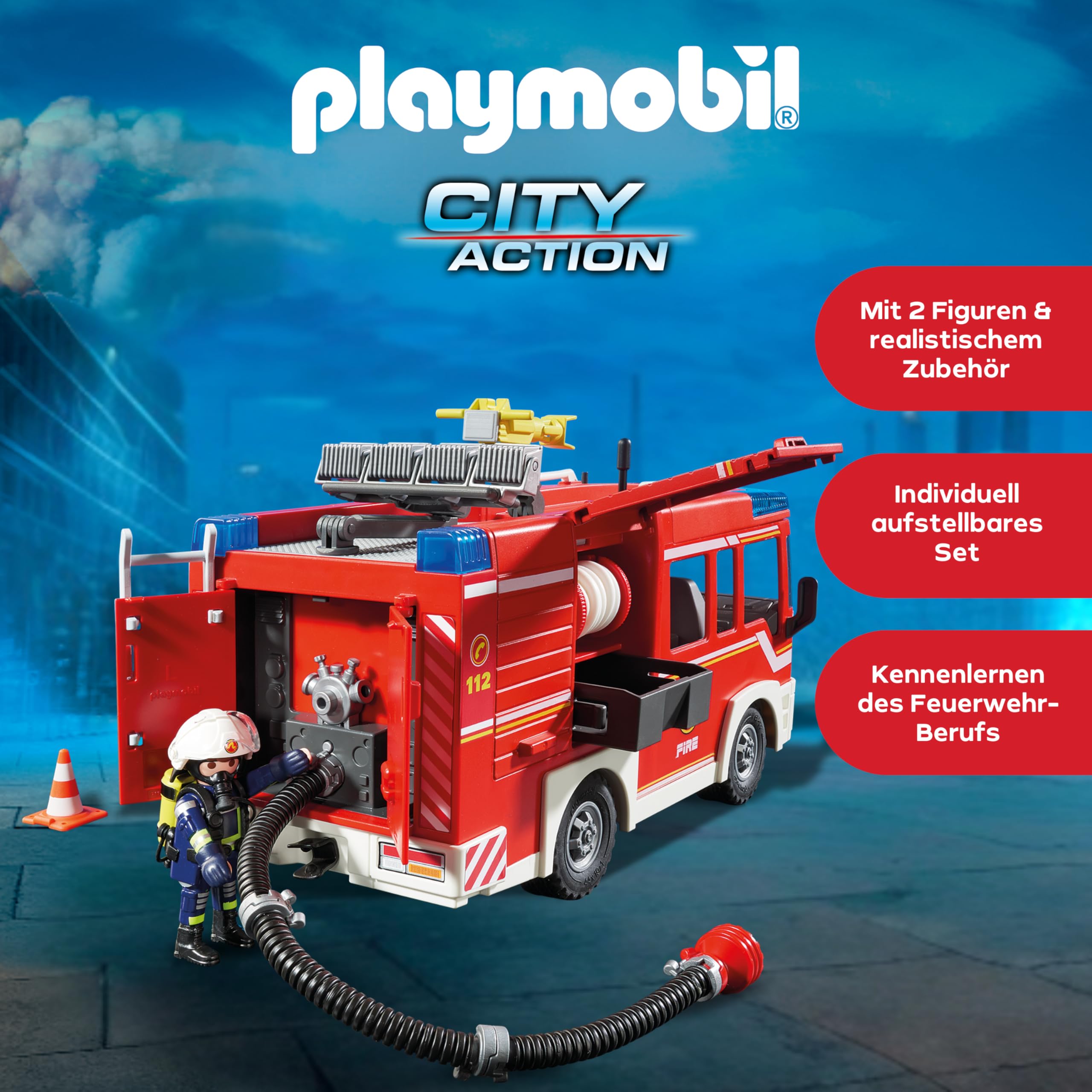 PLAYMOBIL City Action 9464 Feuerwehr-Rüstfahrzeug mit Licht und Sound