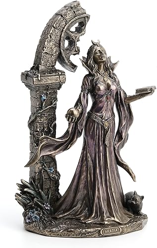 Miniatura 2 de Veronese Design Aradia - Estatua de la reina de las brujas Wicca de resina fundida en frío con acabado de bronce antiguo