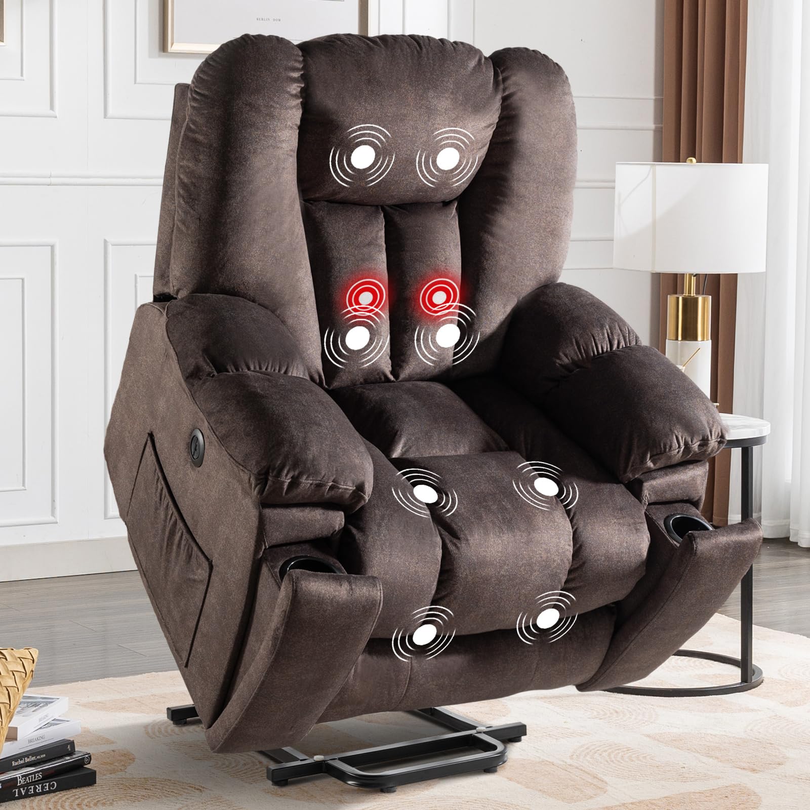 Buy CANMOVPower Lift Recliner Chair with Massage and Heat for Elderly, Overstuffed Wide