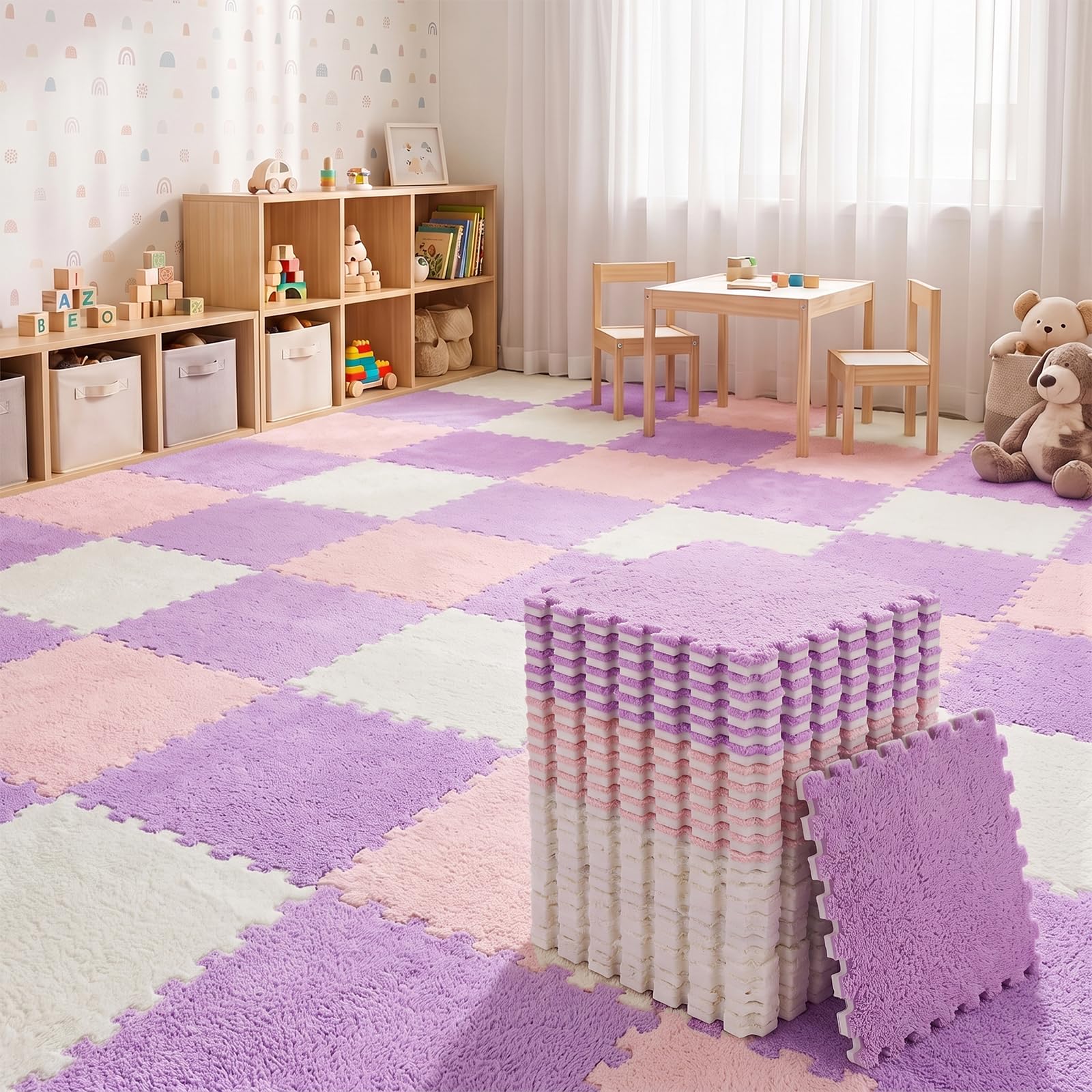 Amazon.com: Amylove 36 Pcs Foam Interlocking Carpet Tiles,White
