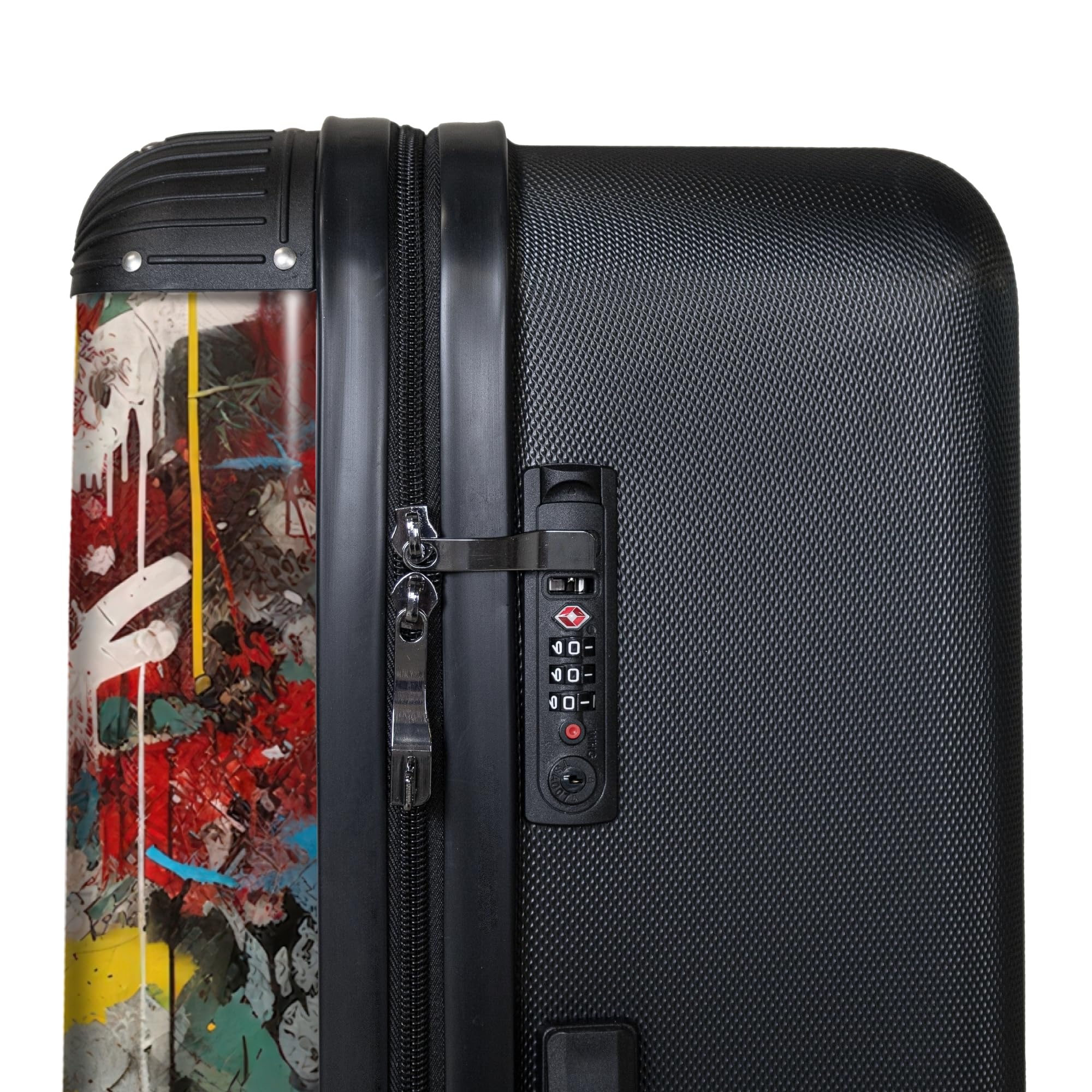 NoBoringSuitcases.com® Koffer XL Groß 77x51.5x28 cm Hartschale Reisekoffer 4 Rollen Leicht Koffer Trolley Hartschalenkoffer Graffiti - AFFE - Cola