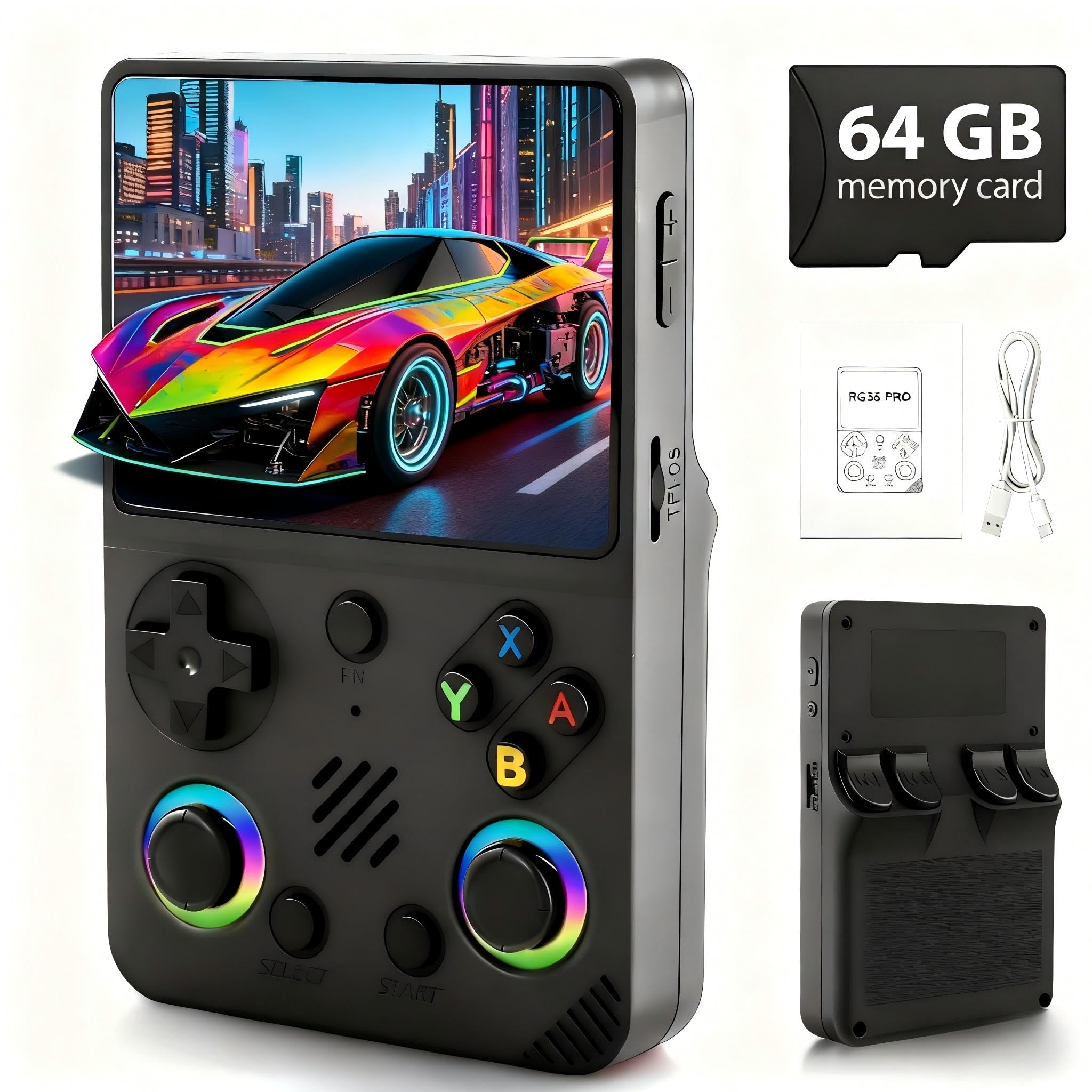 R36MAX Handheld Game Console - 4.0-Inch Screen, Support 22000+Classic Games,128G TF Card,Portable Console with Open Source System,4000mAh Battery,Birthday Gift for Adult or Partner - Black — view 10