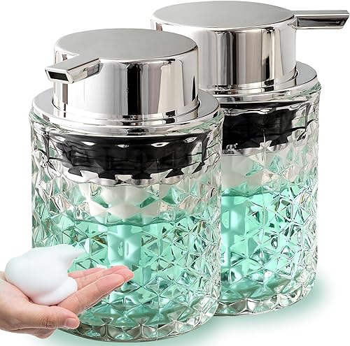 Miniatura 9 de MALACHI Dispensador de jabón de manos espumoso, dispensador de jabón de baño o dispensador de loción para cocina, dispensador de jabón de vidrio