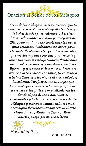 Oracion Al Señor De Los Milagros Para Enfermedades Y Pobrezas Tarjeta De Rezo Laminada Bendita Por Su Santidad Francisco