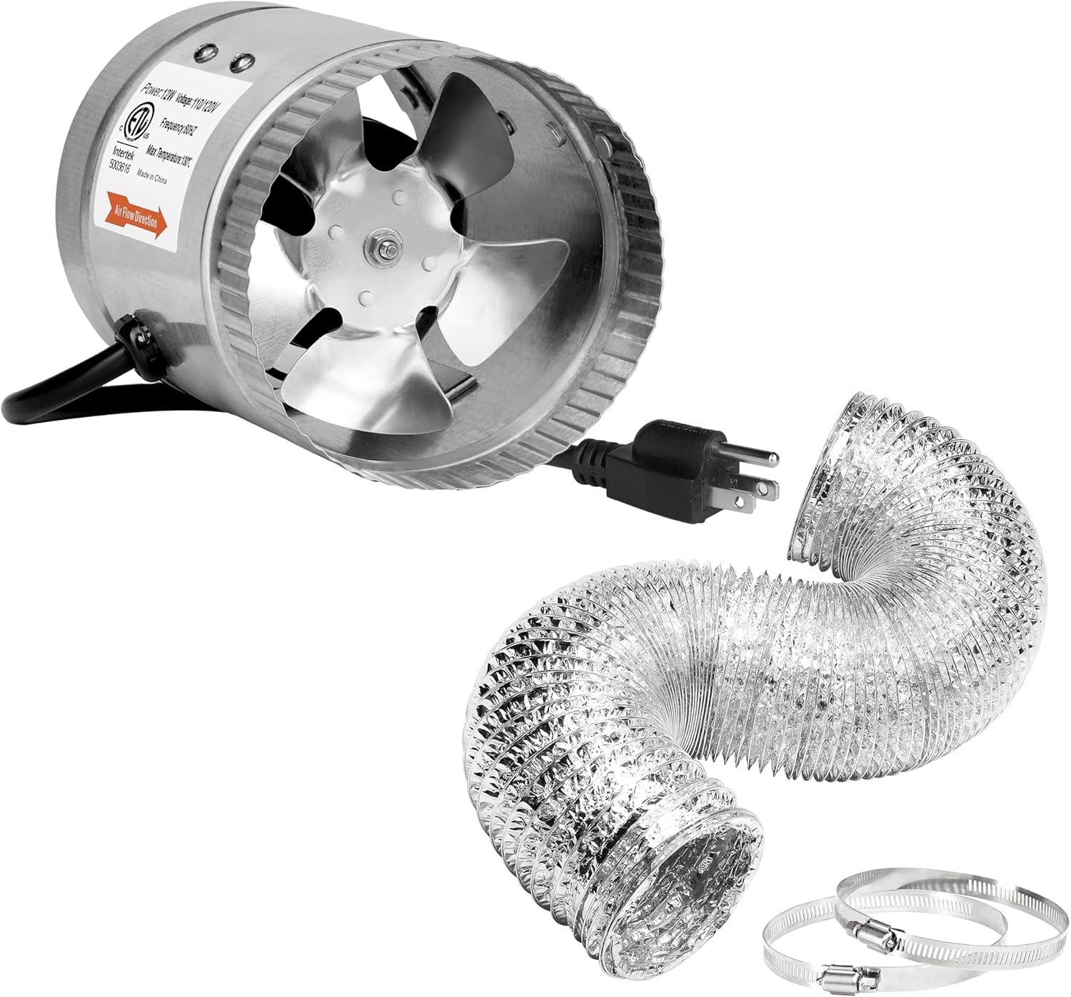 iPower 4 Inch 100 CFM Booster Fan Inline Vent Blower with