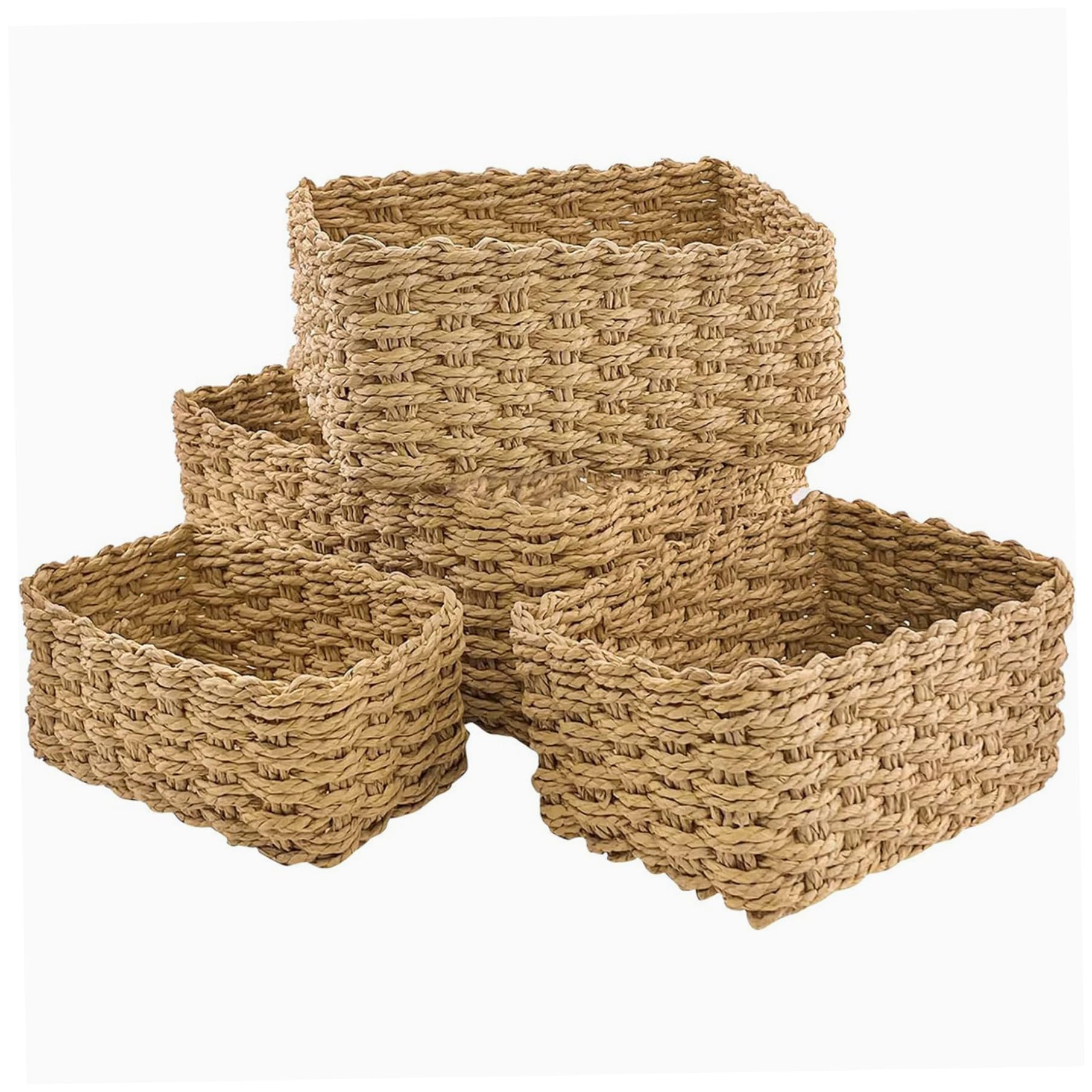 Panier en osier lot de 4 paniers de rangement tressés pour étagère