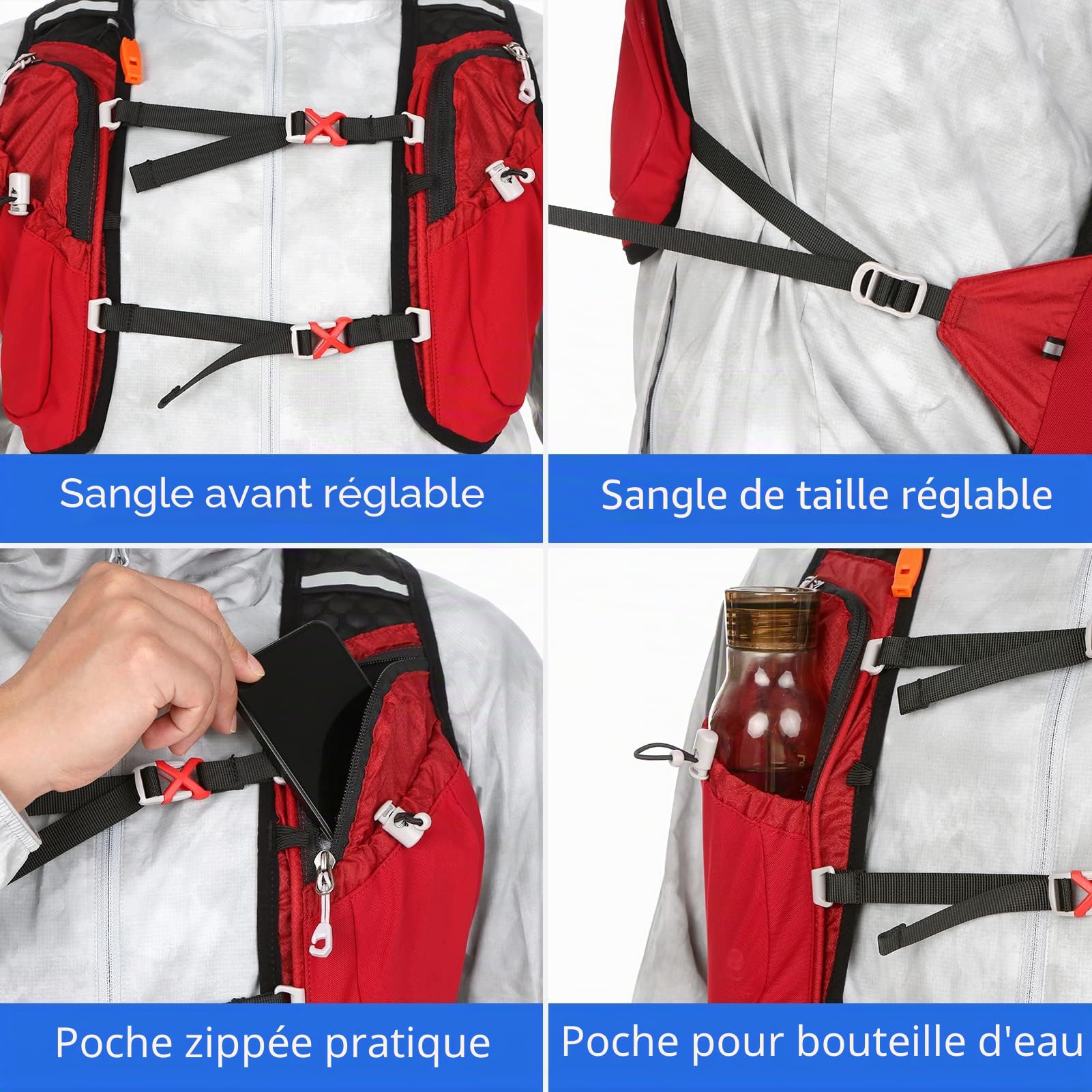 Lixada Sac à Dos Hydratation, 5L Sacsac de Sport,Sac à Dos de Running Ultraléger, Sac à Dos de Vélo, pour randonnée, Course à Pied, Cyclisme, Course, Sac a Dos Femme et Homme