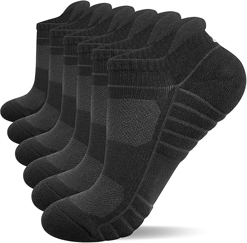 Lapulas Calcetines deportivos para correr, de corte bajo, acolchados antiampollas, calcetines deportivos para hombres y mujeres, 6 pares