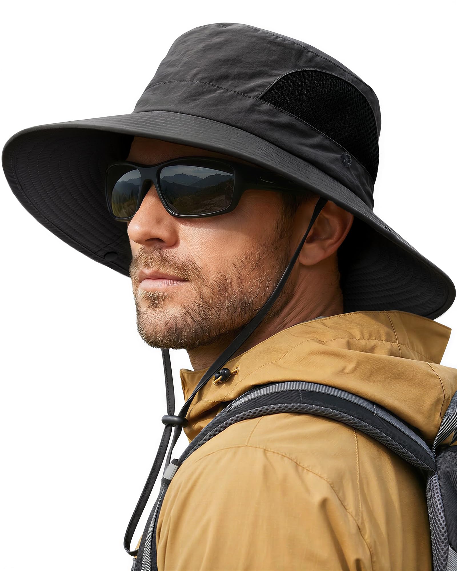 Sun Hats for Men Women UV Sun Protection Waterproof Wide Brim Bucket Hat — image 1