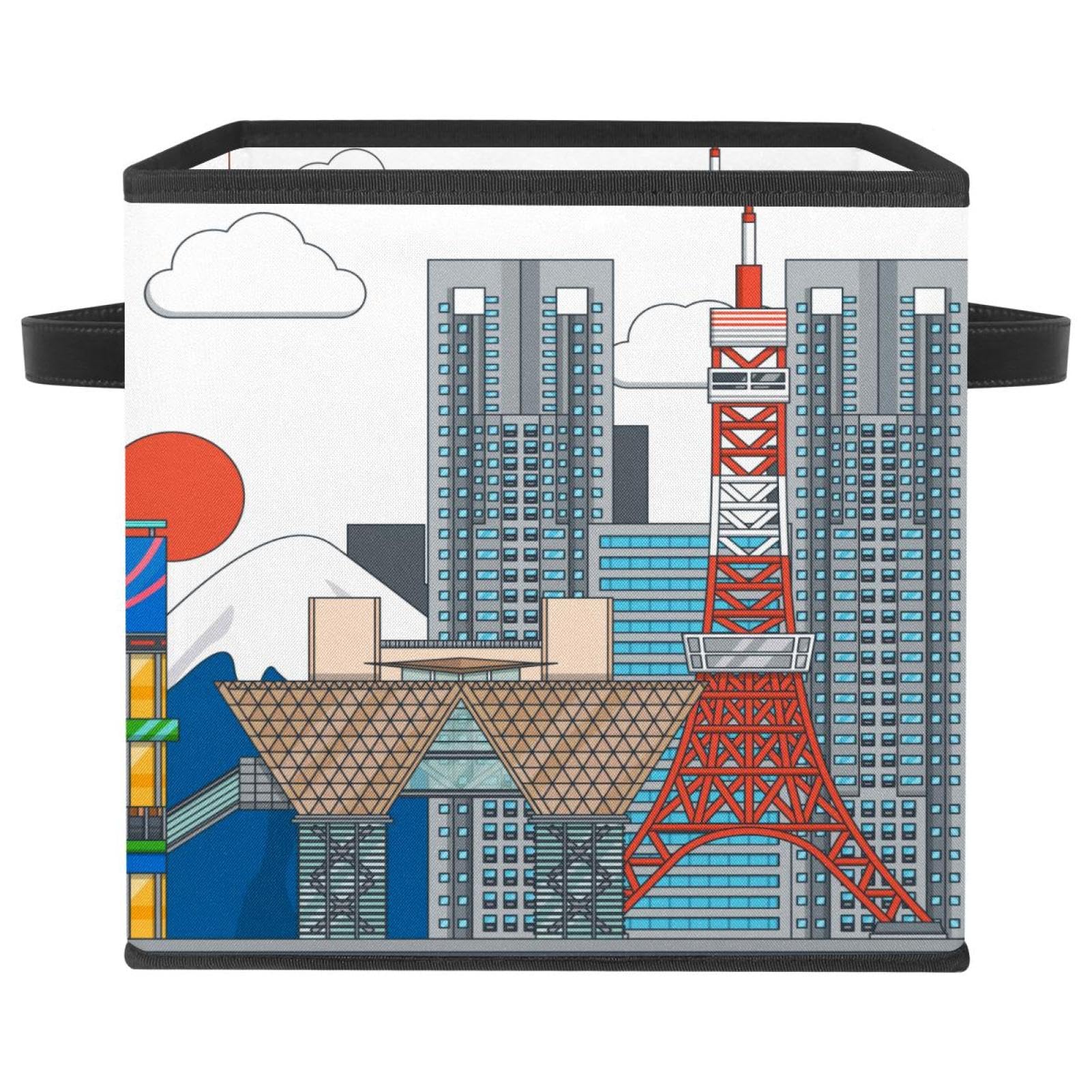 Boîte de rangement de qualité supérieure cube pliable en tissu imprimé d'architectures