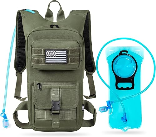 Miniatura 2 de Mochila de hidratación, táctica Molle Water con vejiga de agua de TPU de 2 L, para hombres y mujeres, mochila de agua ligera, paquete de hidratación