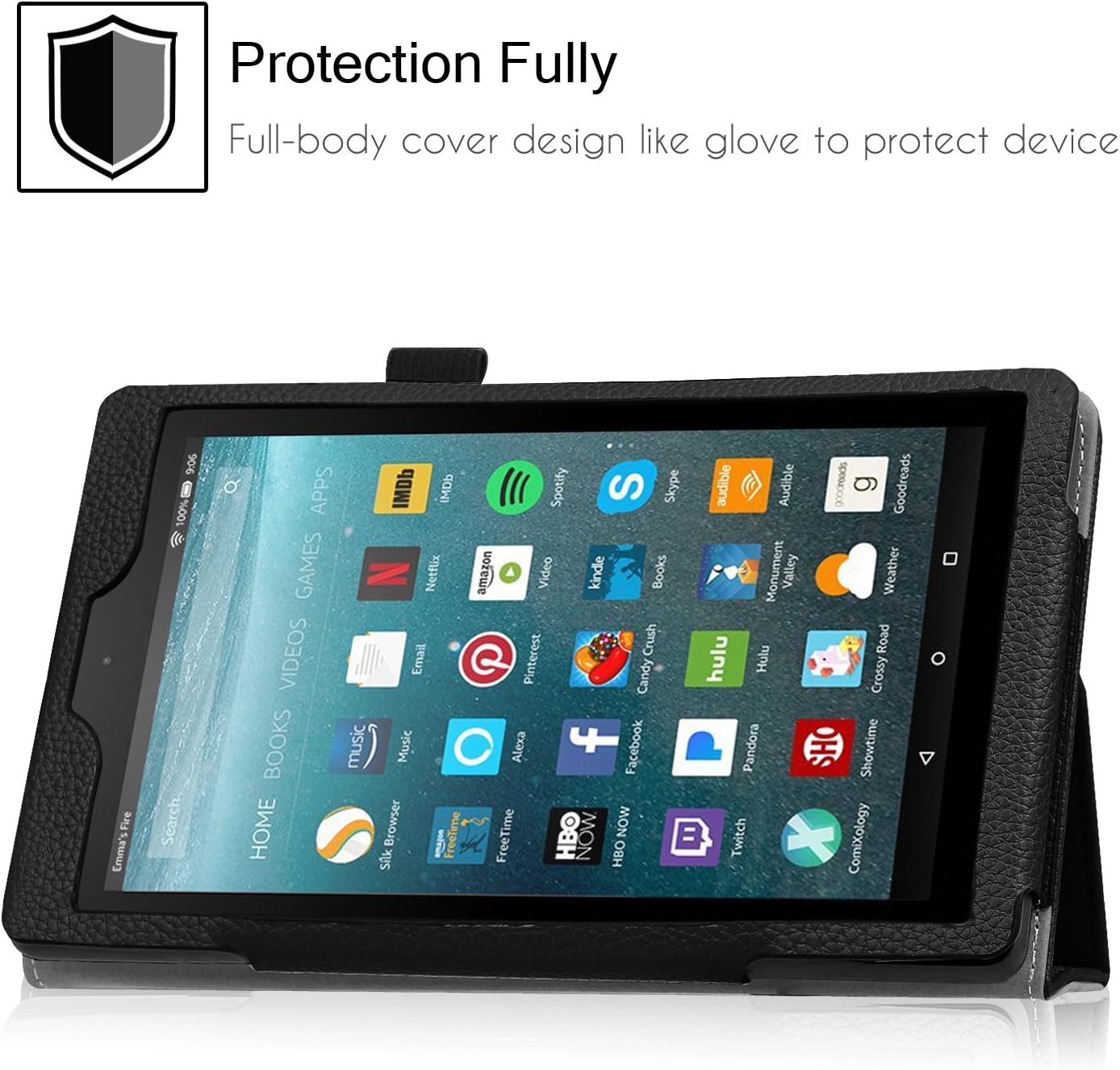 Famavala Folio Cover For 7-Inch Fire 7 Tablet [5th Generation 2015 / 7th Generation 2017], Black image 3