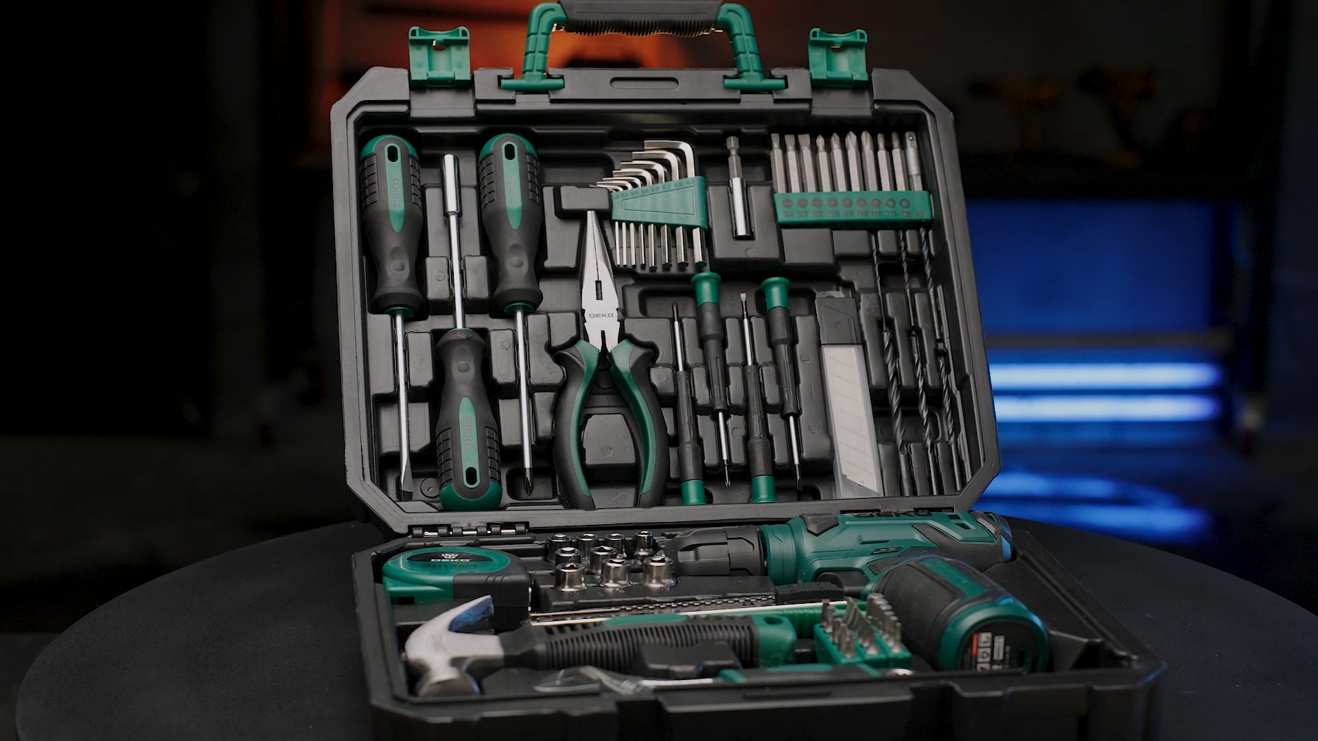 DEKOPRO Drill Set: Tool Set with 8V Green Cordless Drill, Home