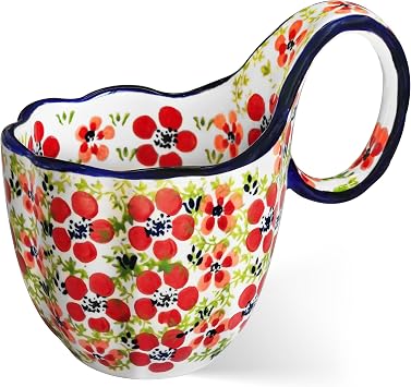 18.6OZ Soup Bowls with Wide Handles,Handpainted Decorative Bowl,Soup Mug,Microwave Bowls,Ceramic Bowls perfect for Cereals,Soups,fruits,etc.E