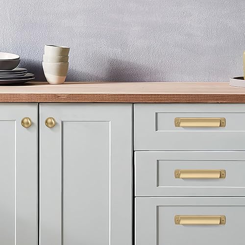 Miniatura 6 de khtumeware Paquete de 10 tiradores de cajón de 5 pulgadas, tiradores de latón cepillado para gabinetes, accesorios de cocina, manijas de gabinete de