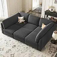 Belffin 86.2" Sectional Sleeper Sofa,Oversized Sectional Couch Wide Deep Seat Sofa Bed,Modular Sectional Couches for Living Room,Apartment and Bedroom,Dark Grey