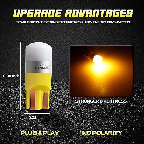 Miniatura 6 de HERCOO Luces LED de señal de estacionamiento, luces de marcador lateral, cubierta de lámparas, bombillas ámbar para conductor y pasajero, montaje de