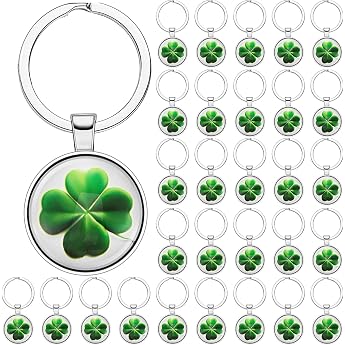 Pack of 30 Clover Leaf Key Rings Lucky Charm Exam Lucky Clover