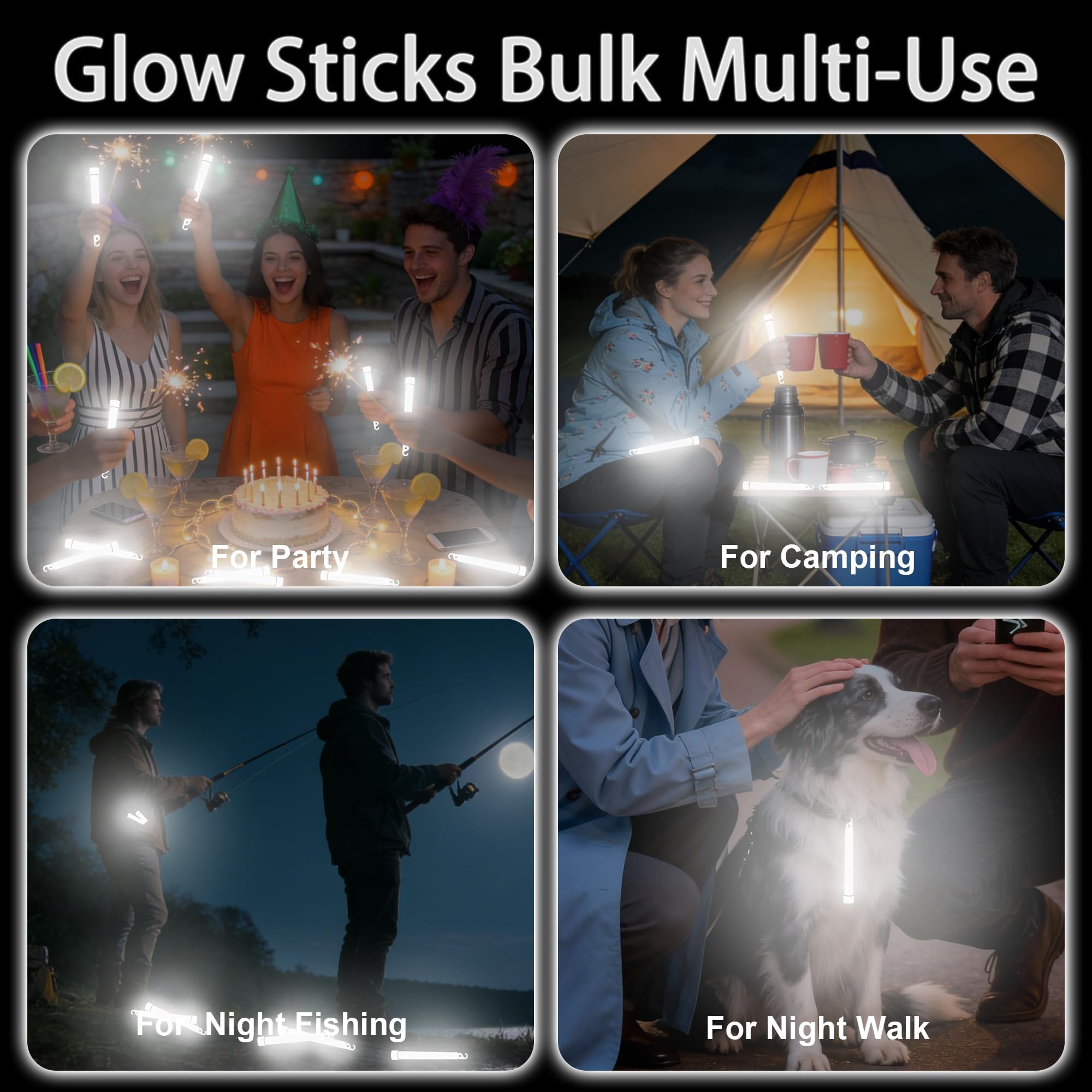 Lot de 12 bâtons fluorescents ultra lumineux en vrac, bâtons lumineux d'urgence de 15,2 cm, couleurs vives pour fournitures d'ouragan, camping, survie, pêche, cadeaux de fête néon