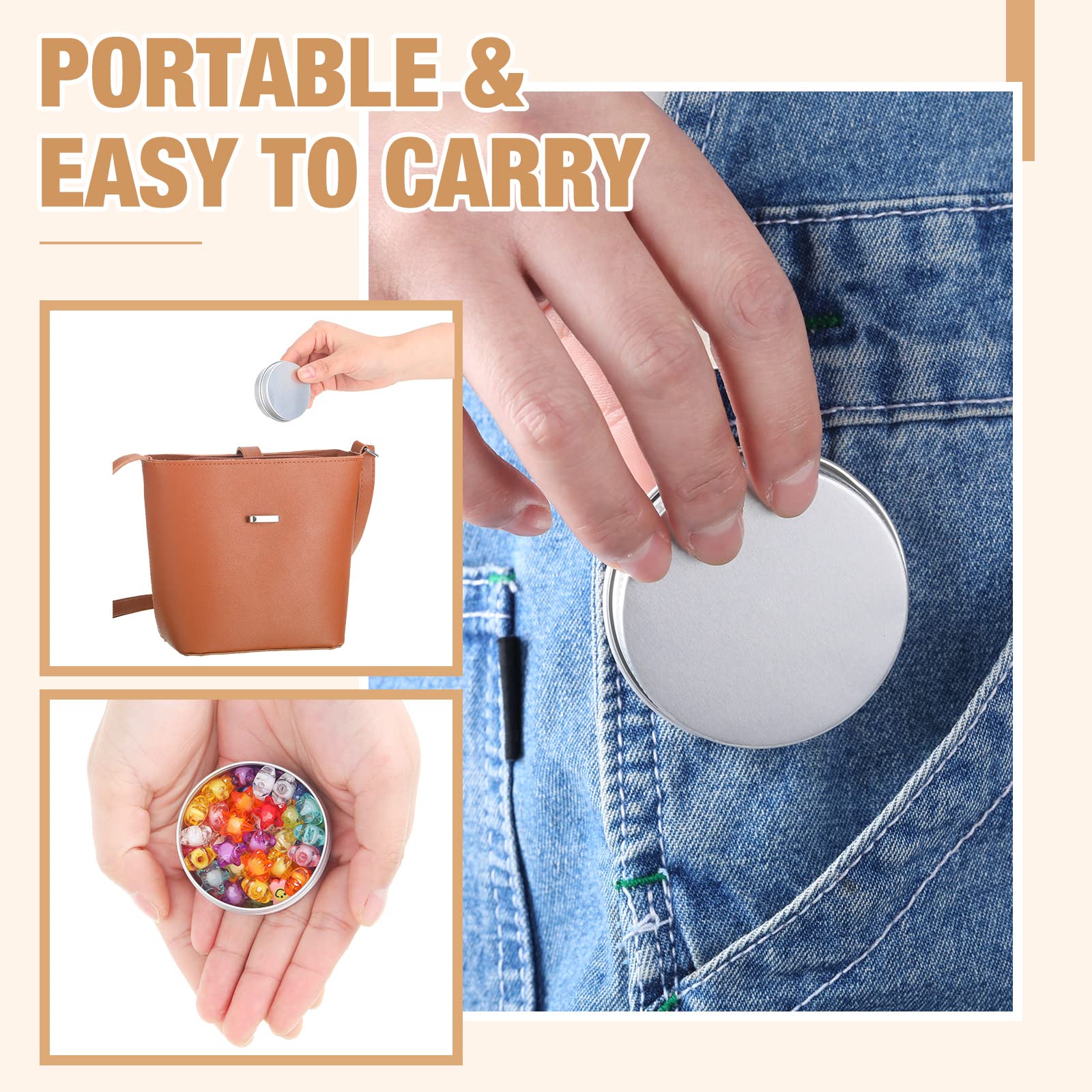 200 Pack Metal Tins Aluminum Containers with Lids Screw Top Round Tin Cans for Cosmetic Lip Balm DIY Salves Candles Wax with 5 Markers 10 Sheets Label Stickers(Silver,1 oz)