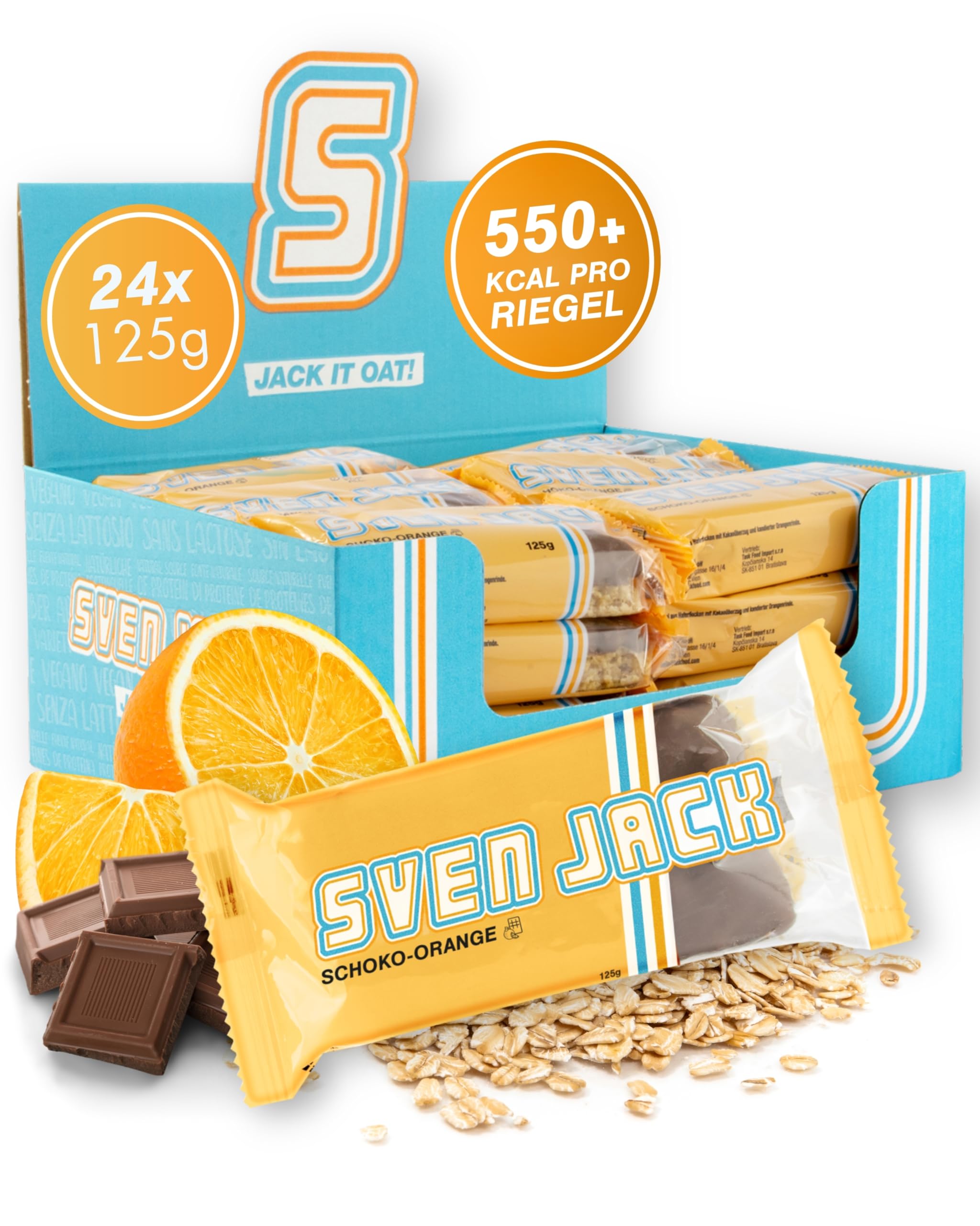 Sven Jack (Energy Cake) – Schoko-Orange - Haferflocken Riegel mit langkettigen Kohlenhydraten, weniger Zucker & einzigartigem Geschmack – original Flapjack & Oat Meal Snack